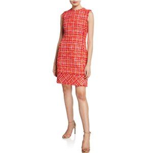 Elie Tahari NWT 100% Cotton Andrea Sheath Dress Basketweave Tweed Orange Size 14